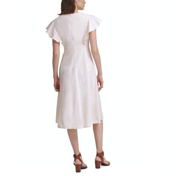 Calvin Klein Flutter-Sleeve Midi Dress - Picture 2 of 3
